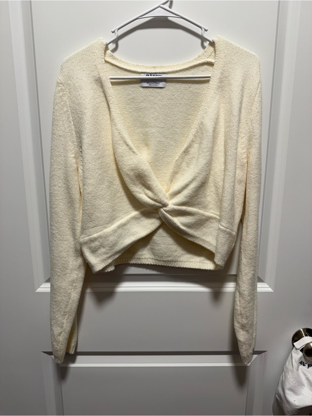 Old Navy Cream Twist-Front Cropped Cardigan